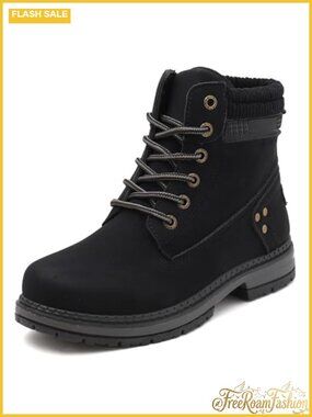 Women's Waterproof Fur Lined PU Lace Up Hiking Combat Boots Ankle